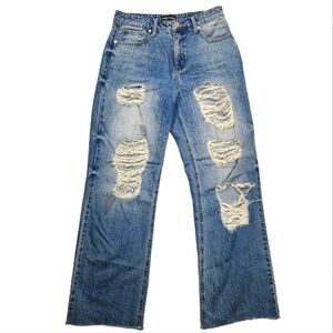 Ashley Mason Size 9 Distressed Midrise Wide Leg Jeans Light Blue